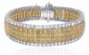 LARGE 29.95CT WHITE & FANCY CANARY DIAMOND 18KT TWO TONE GOLD 3D TENNIS BRACELET