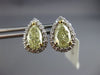 ESTATE .30CT WHITE & FANCY YELLOW DIAMOND 14K WHITE GOLD TEAR DROP STUD EARRINGS
