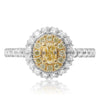 ESTATE LARGE 1.59CT WHITE & FANCY YELLOW DIAMOND 18K 2TONE GOLD ANNIVERSARY RING