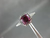 1.23CT DIAMOND & AAA RHODOLITE 18KT WHITE GOLD 3D SEMI ETERNITY ENGAGEMENT RING