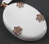 ESTATE LARGE .45CT DIAMOND & WHITE ENAMEL 14KT ROSE GOLD ETOILE FLOWER PENDANT