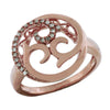 ESTATE WIDE .11CT DIAMOND 14KT ROSE GOLD 3D OPEN FILIGREE SWIRL ROUND FUN RING