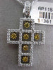 ESTATE .86CT WHITE & FANCY YELLOW DIAMOND 14K 2 TONE GOLD FLOATING CROSS PENDANT