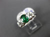ESTATE 1.02CT DIAMOND & AAA EMERALD 18KT WHITE GOLD BUTTERFLY ENGAGEMENT RING