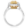 ESTATE 1.09CT WHITE & FANCY YELLOW DIAMOND 18KT 2 TONE GOLD HALO ENGAGEMENT RING
