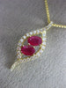 LARGE 1.41CT DIAMOND & AAA RUBY 14KT YELLOW GOLD LEAF INFINITY FLOATING PENDANT