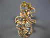 ESTATE LARGE 1.72CT WHITE & FANCY YELLOW DIAMOND 18K ROSE GOLD FLOWER HEART RING