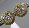 ESTATE LARGE .77CT ROUND DIAMOND 18KT YELLOW GOLD 3D CLUSTER HALO STUD EARRINGS