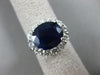 ESTATE WIDE 7.92CT DIAMOND & SAPPHIRE 14KT WHITE GOLD OVAL HALO ENGAGEMENT RING