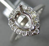 ESTATE .19CT DIAMOND 14KT WHITE GOLD PEAR SHAPE HALO SEMI MOUNT ENGAGEMENT RING