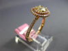 ESTATE .88CT PINK & GREEN DIAMOND 18KT ROSE GOLD 3D DOUBLE HALO ENGAGEMENT RING