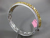 GIA LARGE 11.50CT WHITE & FANCY YELLOW DIAMOND 18K TWO TONE GOLD BANGLE BRACELET