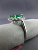 ESTATE LARGE 2.07CT DIAMOND & AAA EMERALD 18K WHITE GOLD 3D HALO ENGAGEMENT RING