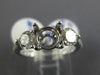 ESTATE .95CT DIAMOND 14KT WHITE GOLD CLASSIC 3 STONE SEMI MOUNT ENGAGEMENT RING