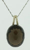 ESTATE 11.75CT DIAMOND & AAA SMOKY TOPAZ 14KT YELLOW GOLD OVAL FLOATING PENDANT