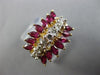 ESTATE 1.45CT ROUND MARQUISE DIAMOND & RUBY 14KT TWO TONE 3D GOLD BALLERINA RING