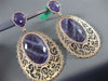 ESTATE LARGE 2.70CT DIAMOND AMETHYST 18K WHITE & ROSE GOLD HALO CLIP ON EARRINGS