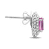 ESTATE 1.71CT DIAMOND & AAA PINK SAPPHIRE 18KT WHITE GOLD  OVAL 3D STUD EARRINGS