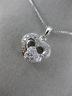 ANTIQUE .26CT DIAMOND 18K WHITE GOLD CLASSIC DOUBLE HEART FILIGREE PENDANT #9386