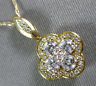 ESTATE .50CT DIAMOND 14K YELLOW GOLD 3D FOUR LEAF CLOVER FLOWER FLOATING PENDANT