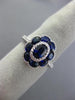 ESTATE 1.91CT DIAMOND & AAA SAPPHIRE 18K WHITE GOLD CLASSIC FLOWER FILIGREE RING