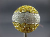 ESTATE EXTRA LARGE 9.0CT WHITE & FANCY YELLOW DIAMOND 18K TWO TONE GOLD FUN RING