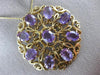 ANTIQUE VICTORIAN 14CT AAA AMETHYST 14KT YELLOW GOLD FLOWER PIN BROOCH #19164