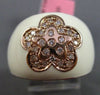 ESTATE WIDE .20CT DIAMOND 14KT ROSE GOLD 3D WHITE ENAMEL FLOWER ETOILE RING 15mm