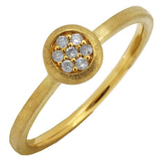 ESTATE .08CT DIAMOND 14KT YELLOW GOLD 3D CLASSIC LUSTER FLOWER BEZEL LOVE RING