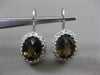 ESTATE 4.6CT DIAMOND & SMOKY TOPAZ 14K WHITE GOLD OVAL CLASSIC HANGING EARRINGS