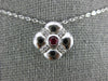 ESTATE .18CT DIAMOND & AAA RUBY 14KT WHITE GOLD 3D FLOWER SQUARE FUN PENDANT