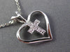 ESTATE DIAMOND 14KT WHITE GOLD 3D CLASSIC OPEN HEART LOVE CROSS FLOATING PENDANT