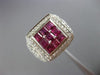 ESTATE LARGE 4.65CT DIAMOND & AAA RUBY 18KT WHITE GOLD 3D SQUARE INVISIBLE RING
