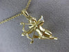 ESTATE .01CT DIAMOND 14KT YELLOW GOLD 3D HANDCRAFTED ANGEL LOVE FLOATING PENDANT