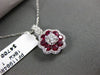 ESTATE 2.4CT DIAMOND & AAA RUBY 18K WHITE GOLD SOLITAIRE FLOWER FLOATING PENDANT