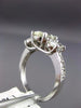 ESTATE 2.16CT DIAMOND 14KT WHITE GOLD 3D OVAL THREE STONE ENGAGEMENT RING #2184