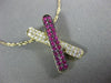 ESTATE .42CT DIAMOND & AAA RUBY 14KT YELLOW GOLD CLASSIC X LOVE FLOATING PENDANT