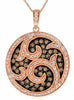 1.0CT WHITE & CHOCOLATE FANCY DIAMOND 14K ROSE GOLD ROUND CLUSTER FLOWER PENDANT