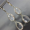 ESTATE LARGE AAA CRYSTAL 14K WHITE GOLD 3D TEAR DROP LEVER BACK HANGING EARRINGS
