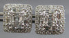 ESTATE LARGE 1.52CT ROUND & BAGUETTE DIAMOND 18K WHITE GOLD SQUARE STUD EARRINGS