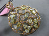 ESTATE LARGE 3.62CT WHITE & FANCY YELLOW DIAMOND 18K GOLD 3D OPEN CIRCLE PENDANT