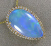 LARGE 7.87CT DIAMOND & AAA OPAL 14KT YELLOW GOLD 3D FILIGREE TEAR DROP PENDANT