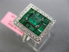 LARGE 3.24CT DIAMOND & AAA COLOMBIAN EMERALD 18K WHITE GOLD FILIGREE SQUARE RING