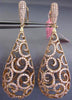 ESTATE EXTRA LARGE 5.34CT PINK DIAMOND 18K ROSE GOLD FILIGREE TEAR DROP EARRINGS