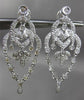 ESTATE LARGE 1.50CT DIAMOND 14KT WHITE GOLD CHANDELIER FILIGREE CLIP ON EARRINGS