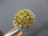 ESTATE LARGE 4.63CT WHITE & FANCY YELLOW DIAMOND 18K 2 TONE GOLD 3D CLUSTER RING