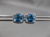ESTATE 1.79CT DIAMOND & EXTRA FACET BLUE TOPAZ 14K WHITE GOLD 3D SQUARE EARRINGS