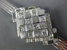 ANTIQUE HAMILTON 1.15CT OLD MINE DIAMOND 14KT WHITE GOLD WATCH BRACELET #17253