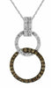 .30CT WHITE & CHOCOLATE FANCY DIAMOND 14KT WHITE GOLD 3D CIRCLE OF LIFE PENDANT