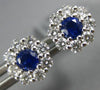 ESTATE .85CT DIAMOND & AAA SAPPHIRE 18K WHITE GOLD CLASSIC FLOWER STUD EARRINGS